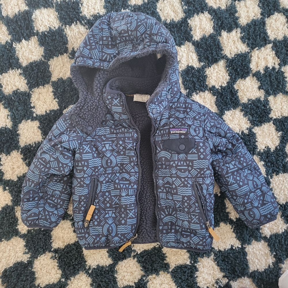 Patagonia Kids Navy Geometric Puffer Jacket